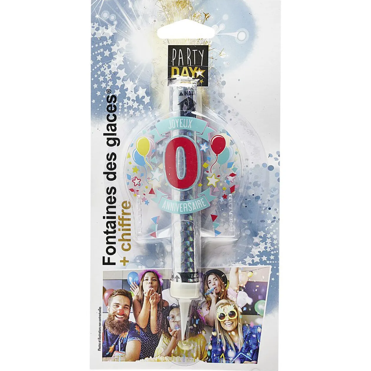 Fontaine de glace feu d'artifice bouteille chiffre 0