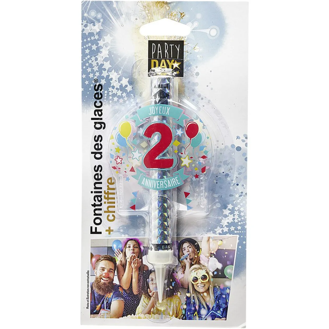 Fontaine de glace feu d'artifice bouteille chiffre 2