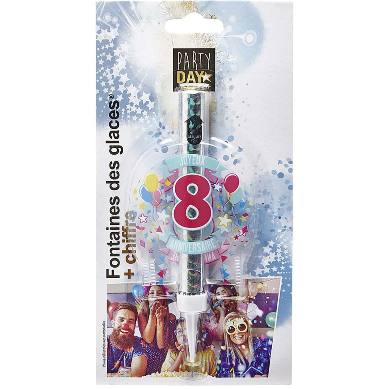 Fontaine de glace feu d'artifice bouteille chiffre 8