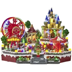 Fête foraine lumineuse animée musicale 58LED carrousel village de Noël