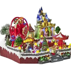 Fête foraine lumineuse animée musicale 58LED carrousel village de Noël