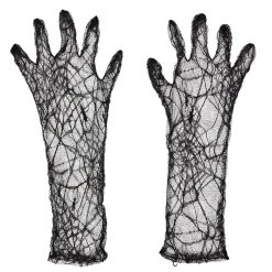 Gant toile araignée noir accessoire déguisement Halloween