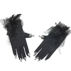 Gants noirs avec ongles de sorcière adulte