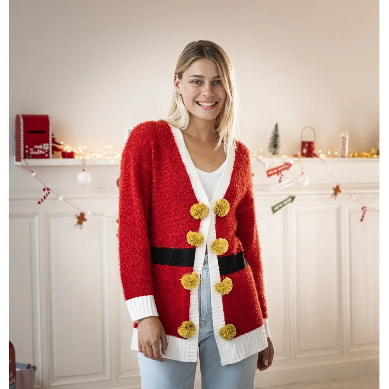 Gilet de Noël rouge adulte - Taille unique