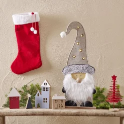 Gnome à poser lumineux avec LED H59,5cm - 2 modèles rouge ou gris