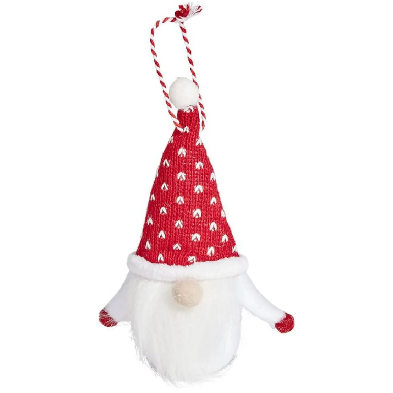 Gnome à suspendre rouge et blanc H14cm