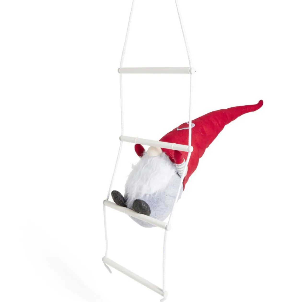 Gnome Noël grimpeur sur échelle H48cm