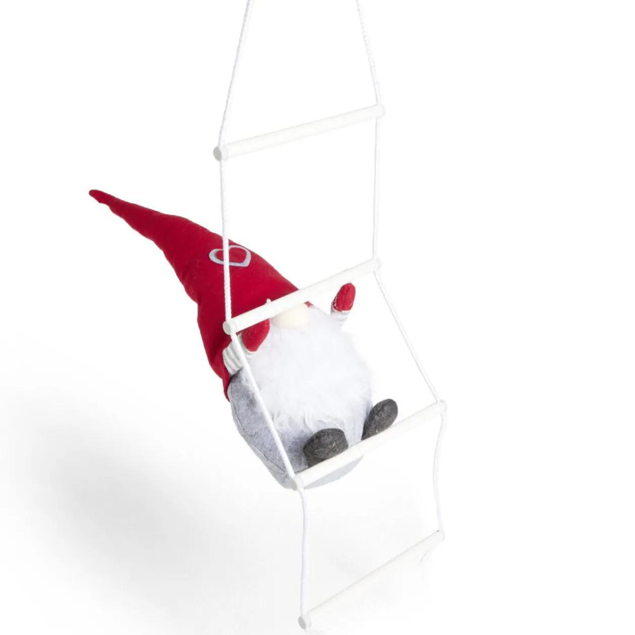 Gnome Noël grimpeur sur échelle H48cm