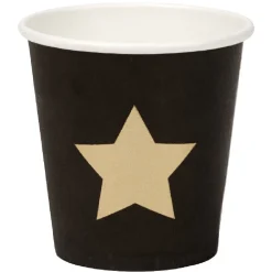 Gobelet à café en carton noir motif étoile doré x10