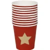 Gobelet à café en carton rouge motif étoile doré x10
