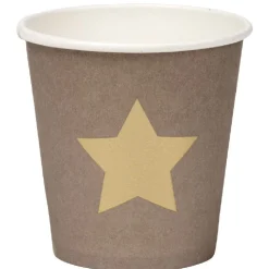 Gobelet à café en carton taupe motif étoile doré x10