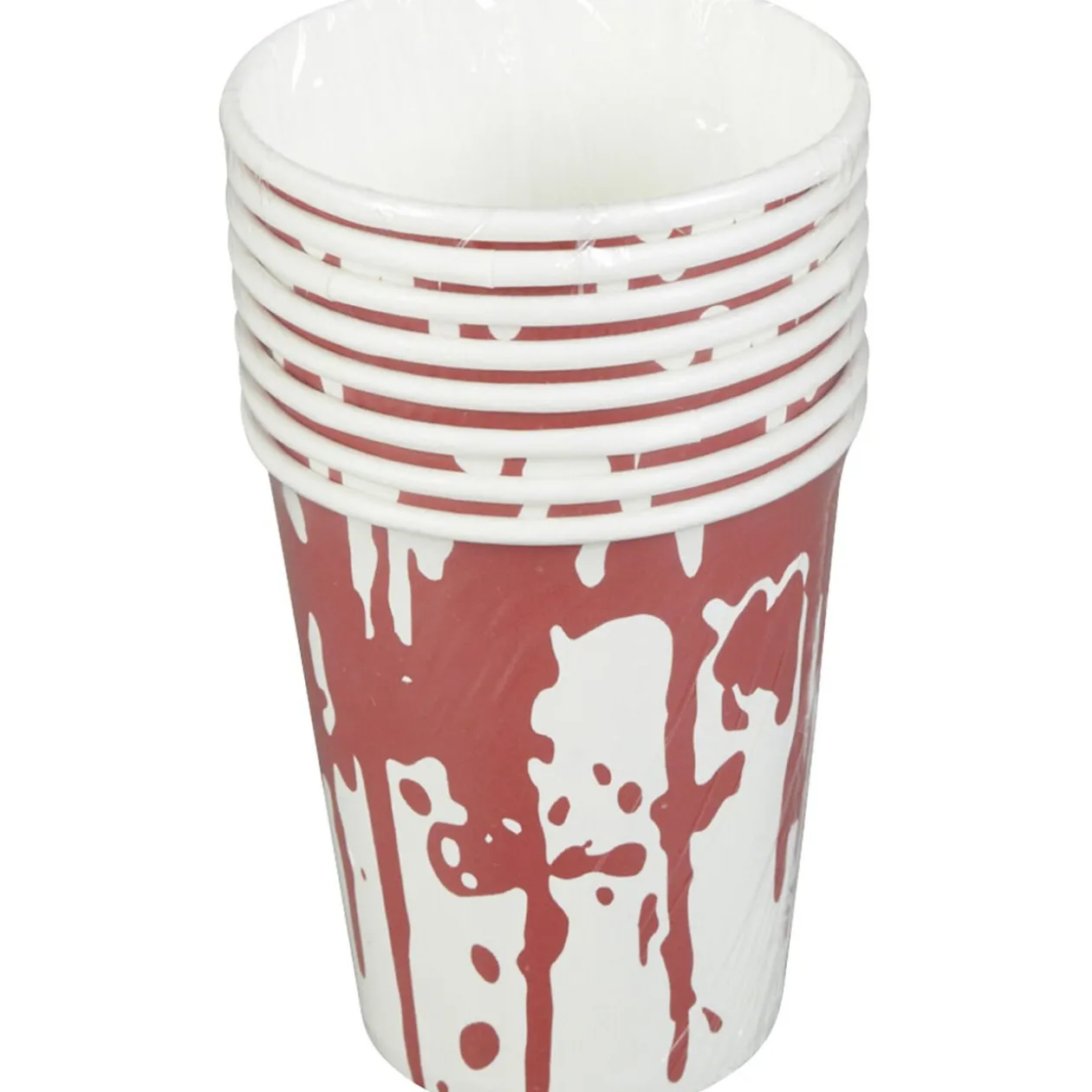 Gobelet carton Halloween déco sang dégoulinant rouge et blanc x8