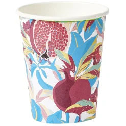 Gobelet carton motif exotique grenade feuillage multicolore 25cl x10