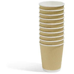 Gobelet cartonné extérieur cannelé beige et blanc 20 cl x10