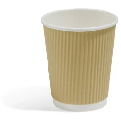 Gobelet cartonné extérieur cannelé beige et blanc 20 cl x10