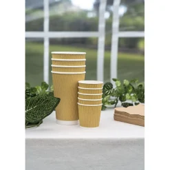 Gobelet cartonné extérieur cannelé beige et blanc 10 cl x25