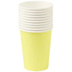 Gobelet en carton 25 cl jaune motif confettis blanc x 10