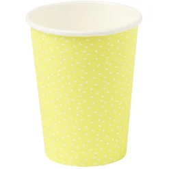 Gobelet en carton 25 cl jaune motif confettis blanc x 10