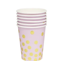 Gobelet en carton à rayures rose et doré à poids x 8