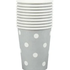 Gobelet en carton argenté design pois blancs x10