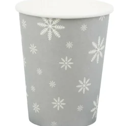 Gobelet en carton argenté design flocons blancs x10