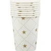 Gobelet en carton blanc design étoiles dorées x10