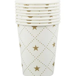Gobelet en carton blanc design étoiles dorées x10