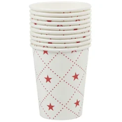 Gobelet en carton blanc motifs étoiles rouges x10