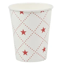 Gobelet en carton blanc motifs étoiles rouges x10