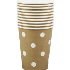 Gobelet en carton doré design pois blancs x10