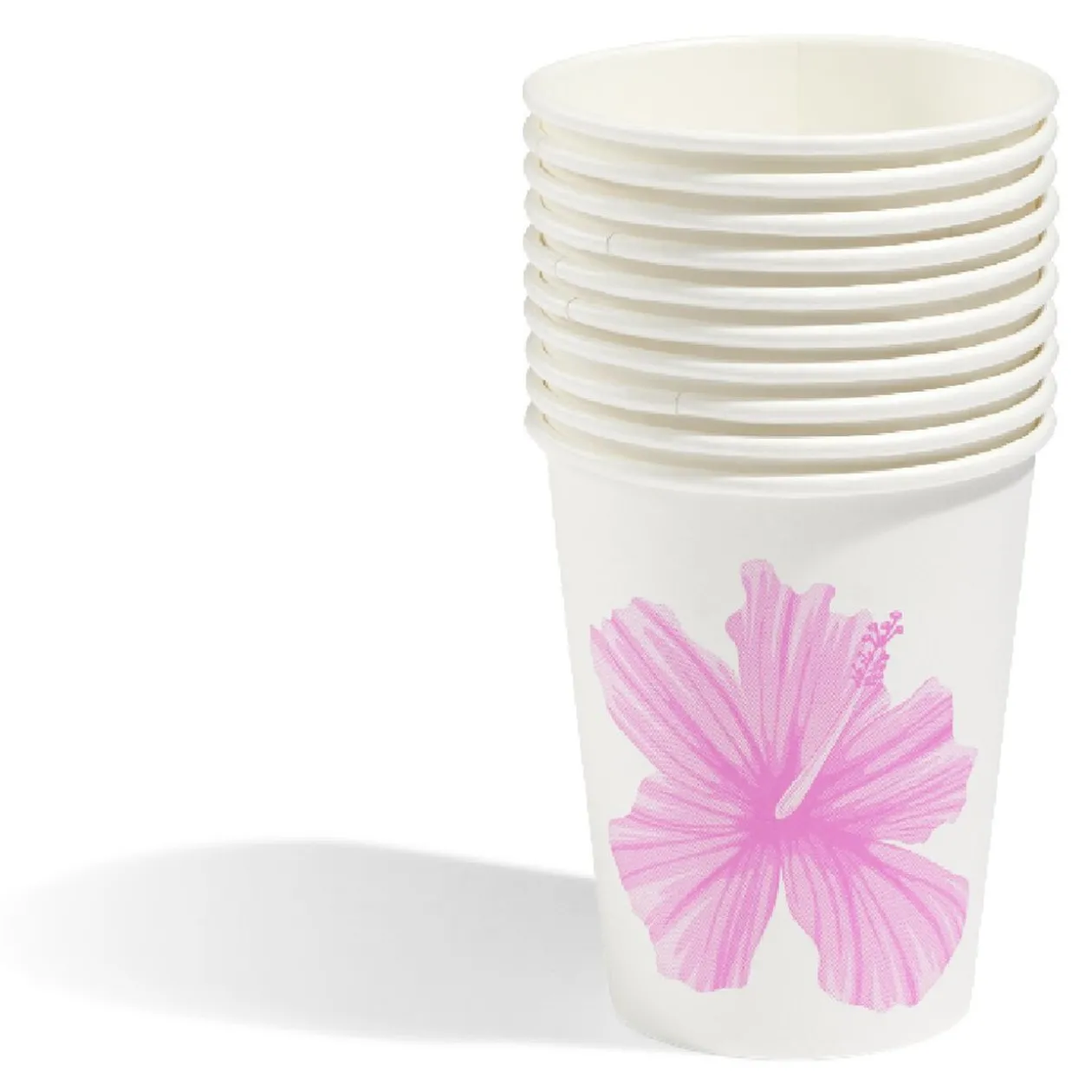 Gobelet en carton motif fleur hibiscus x10