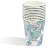 Gobelet en carton motif tropical fleur feuille x10