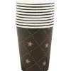 Gobelet en carton noir design étoiles dorées x10