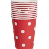 Gobelet en carton rouge design pois blancs x10