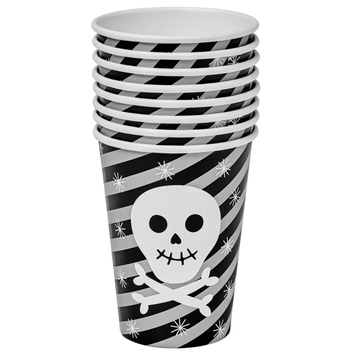 Gobelet jetable en carton Halloween motif tête de mort x10