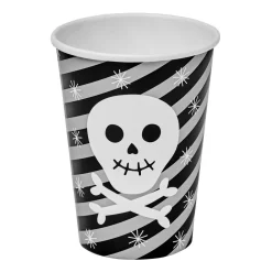 Gobelet jetable en carton Halloween motif tête de mort x10