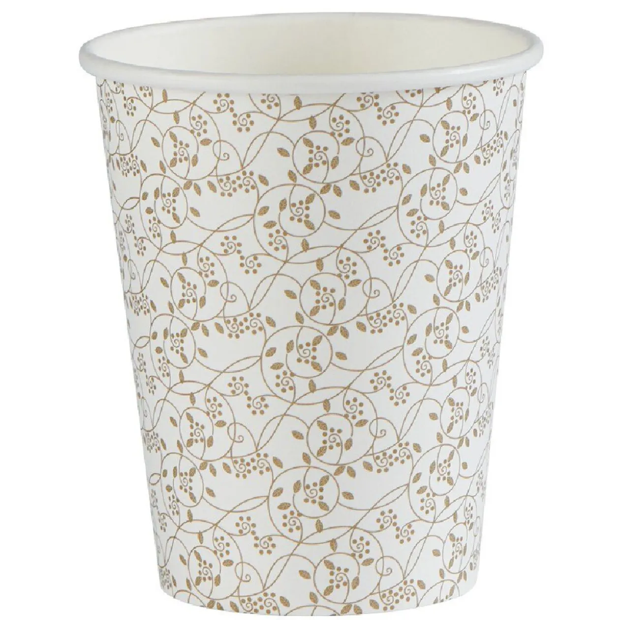 Gobelet jetable motif botanique or et blanc 25 cl x10