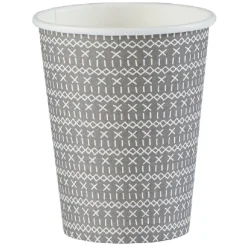 Gobelet jetable motif crochet croix gris et blanc 25 cl x10
