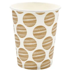 Gobelet jetable motif gros pois or et blanc 25 cl x10