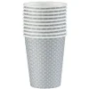 Gobelet jetable motif perle gris argent et blanc 25 cl x10