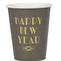 Gobelet jetable noir design Happy New year x10