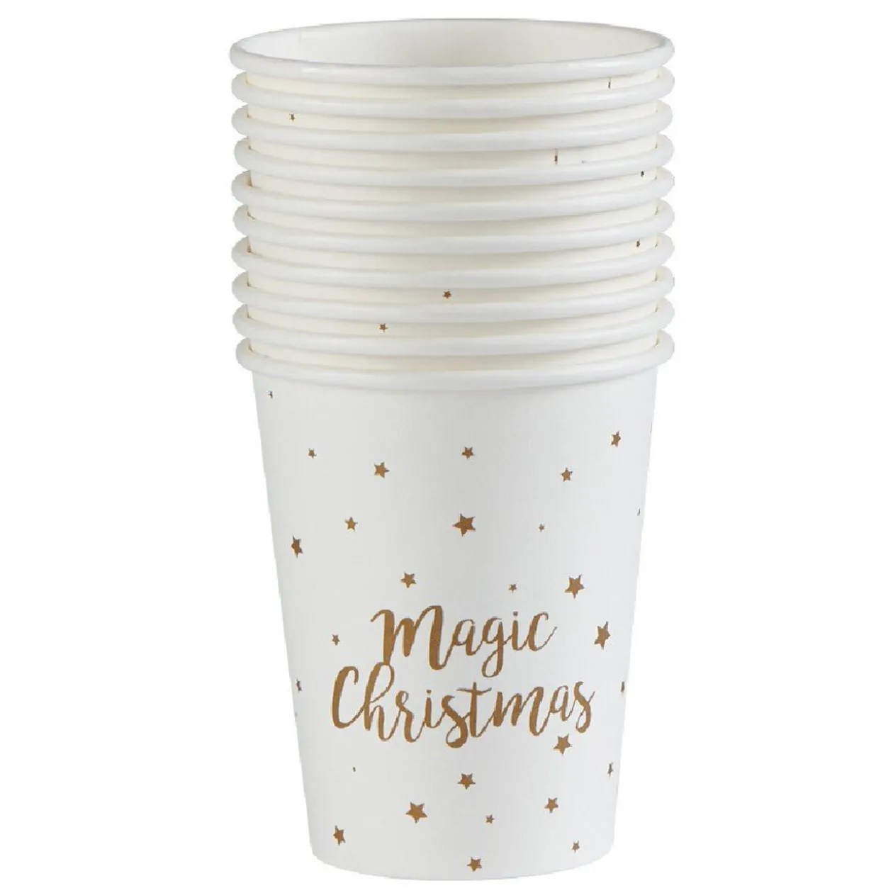 Gobelet jetable Noël Magic Christmas blanc doré 25cl x10