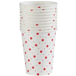 Gobelet jetable Noël motif pois flocon rouge blanc 25cl x10