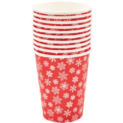 Gobelet jetable Noël motif flocon rouge et blanc 25 cl x10