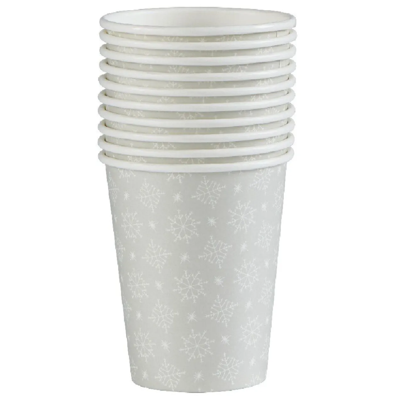 Gobelet jetable Noël motif flocon blanc et beige 25 cl x10