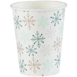 Gobelet jetable Noël motif flocon blanc et vert 25 cl x10