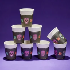 Gobelet papier Halloween tête de mort mexicaine 260ml x8