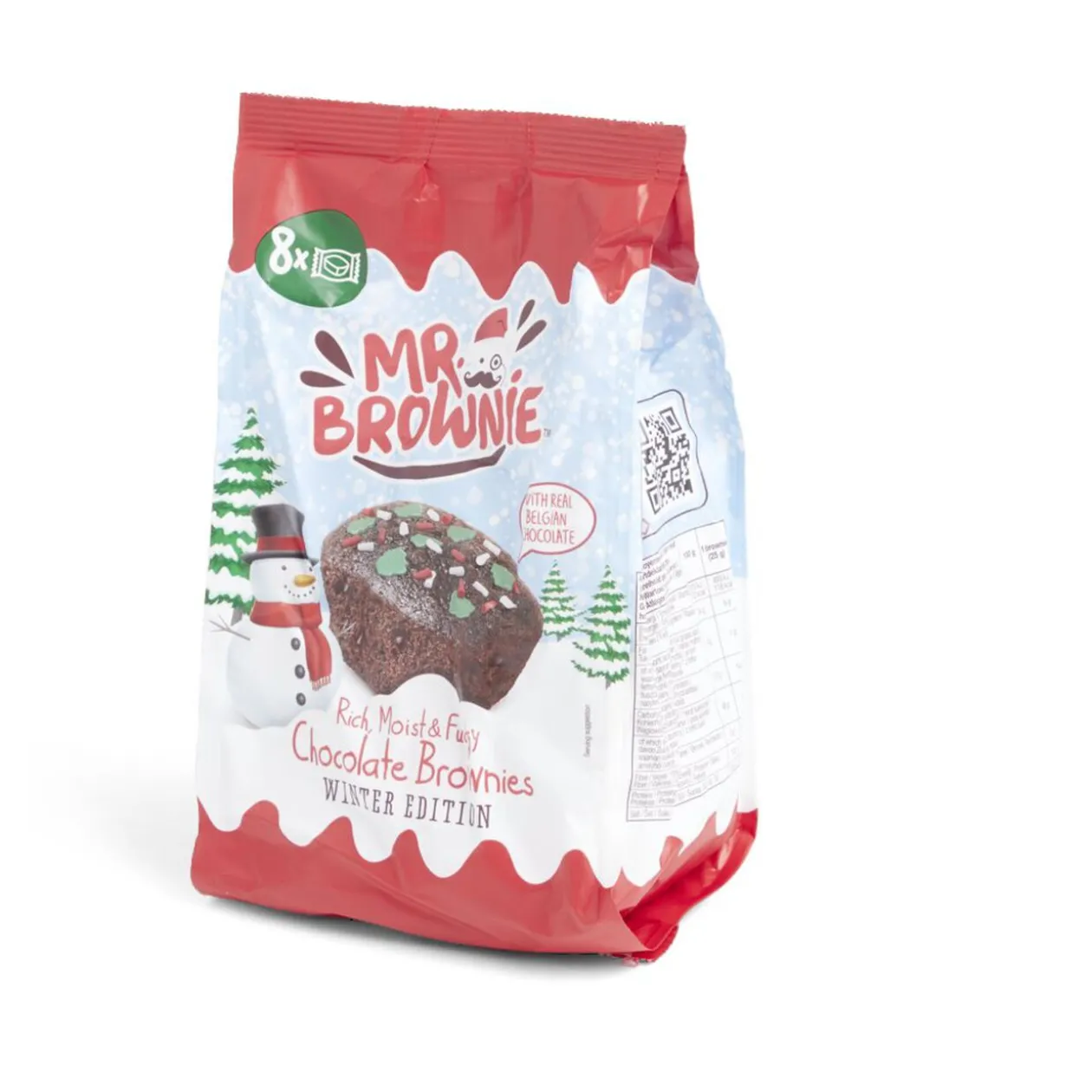 Gâteau brownie chocolat belge Noël sachet individuel 200gr