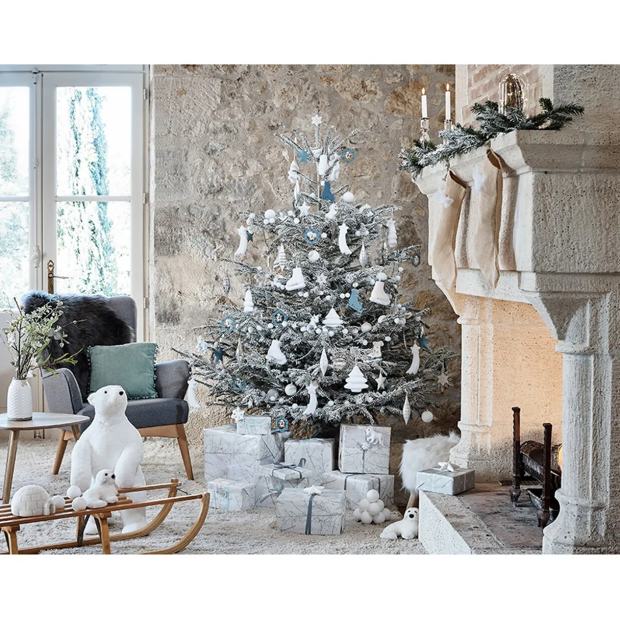 Guirlande 30 boules de neige blanc 1,8 m