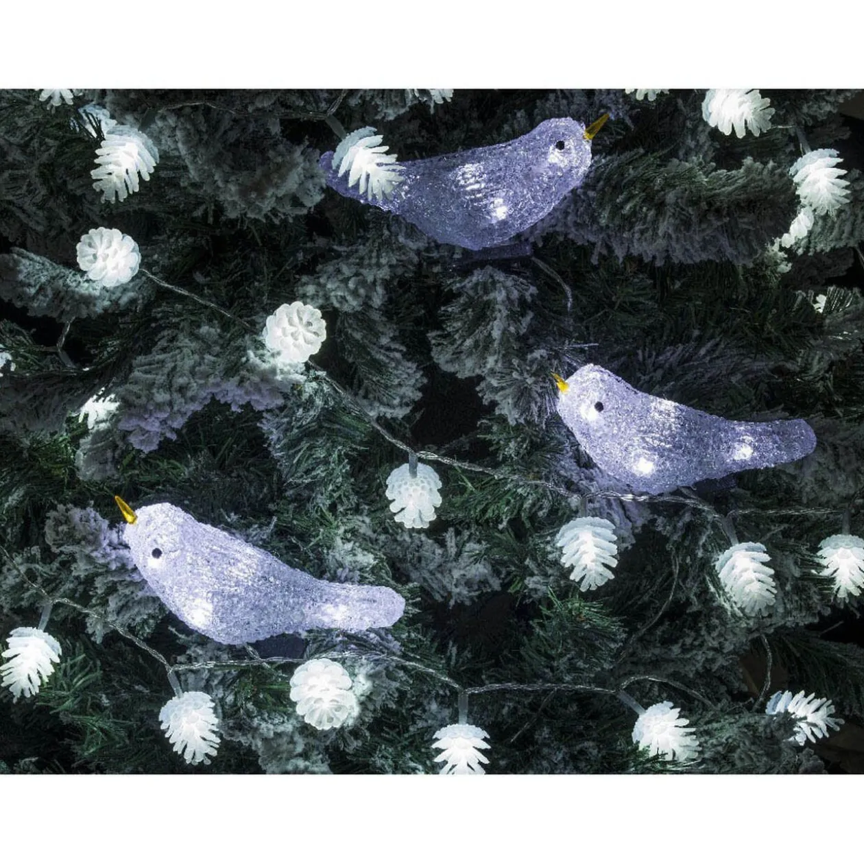 Guirlande 5 oiseaux lumineuse solaire extérieur 30 LED